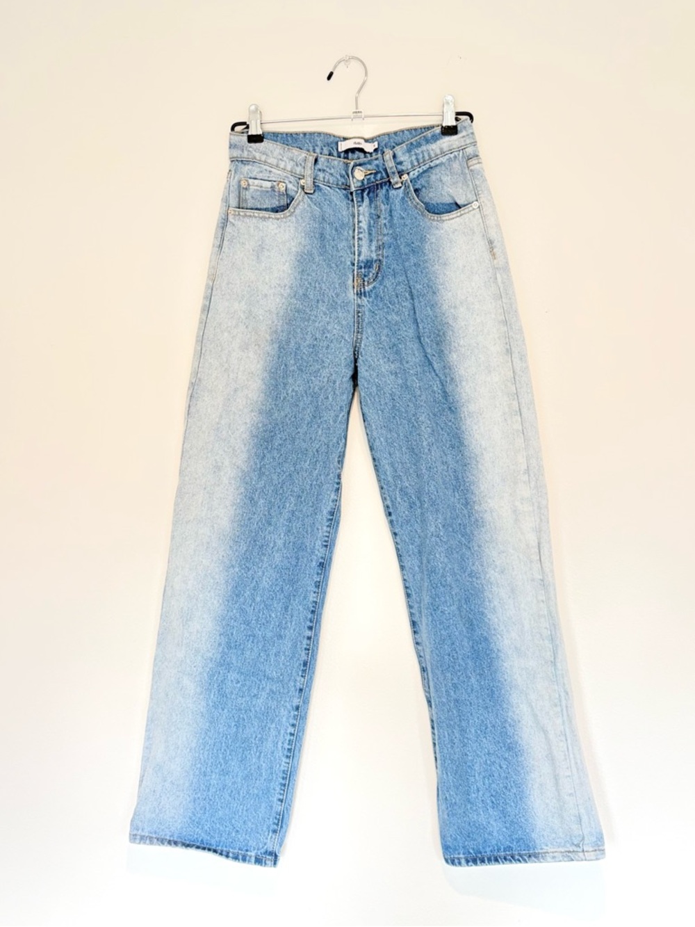 y2k wide leg stripe jeans – high-rise two tone denim – size 27 euc